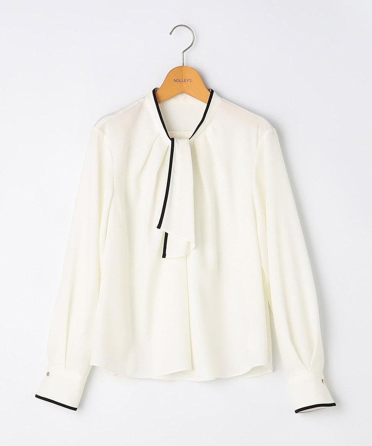 ウォッシャブルストレッチジョーゼットボウタイ風ブラウス