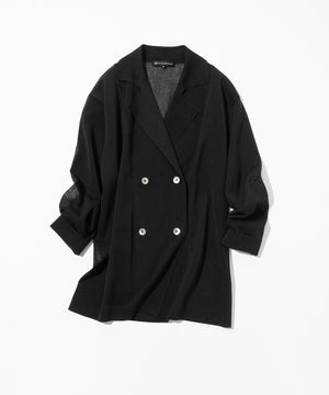 シアー ダブルブレスト ニット ジャケット