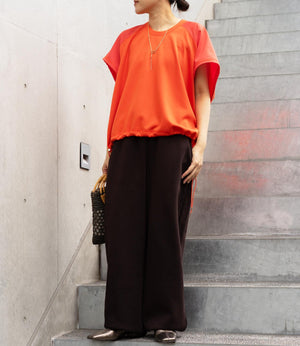 異素材切り替えドロストラグランカットソー