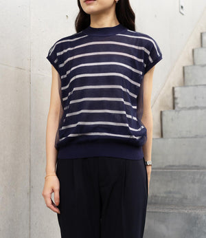 チュールレイヤードボーダーニット