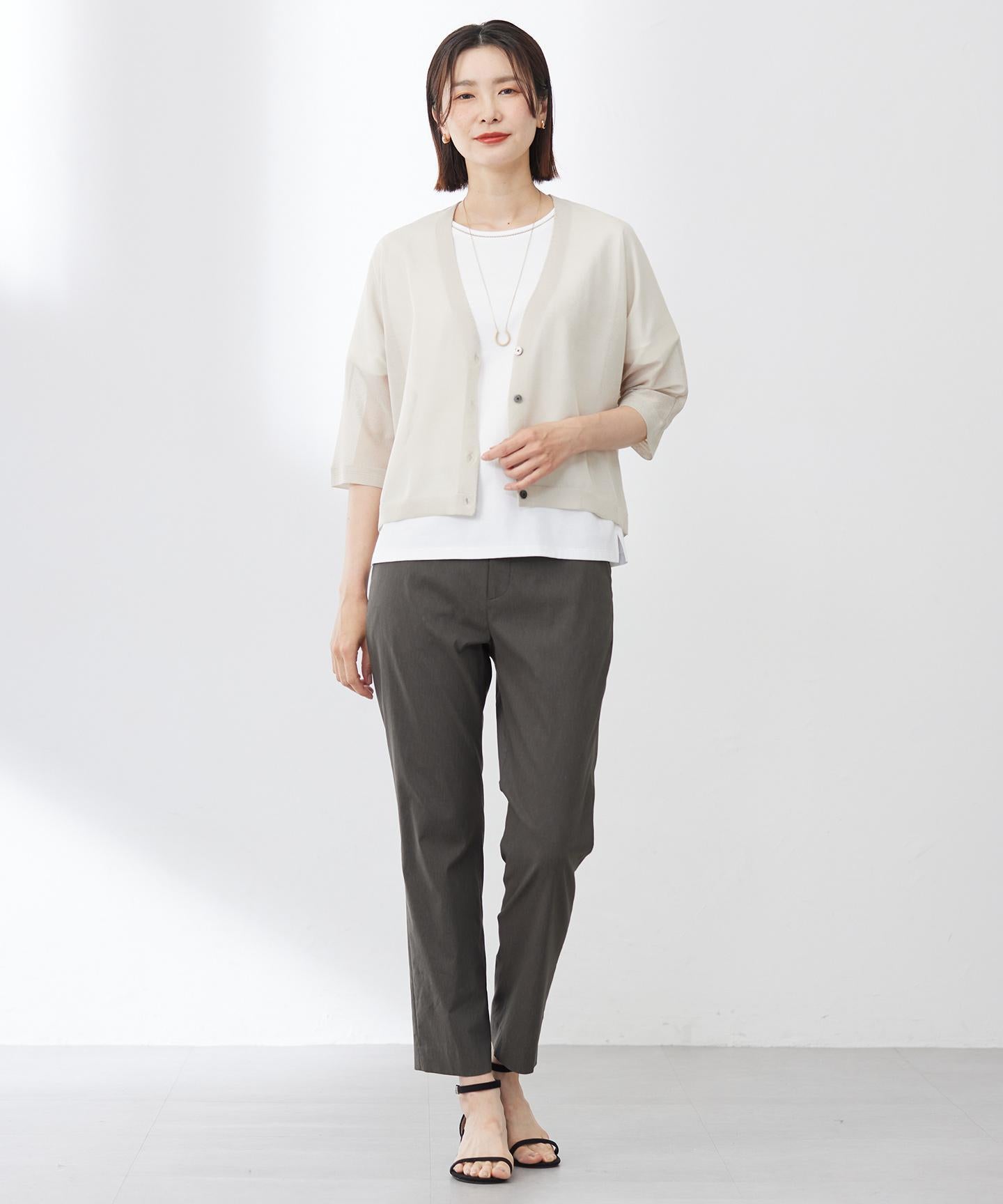 SHEER LIGHT KNIT Vネック カーディガン