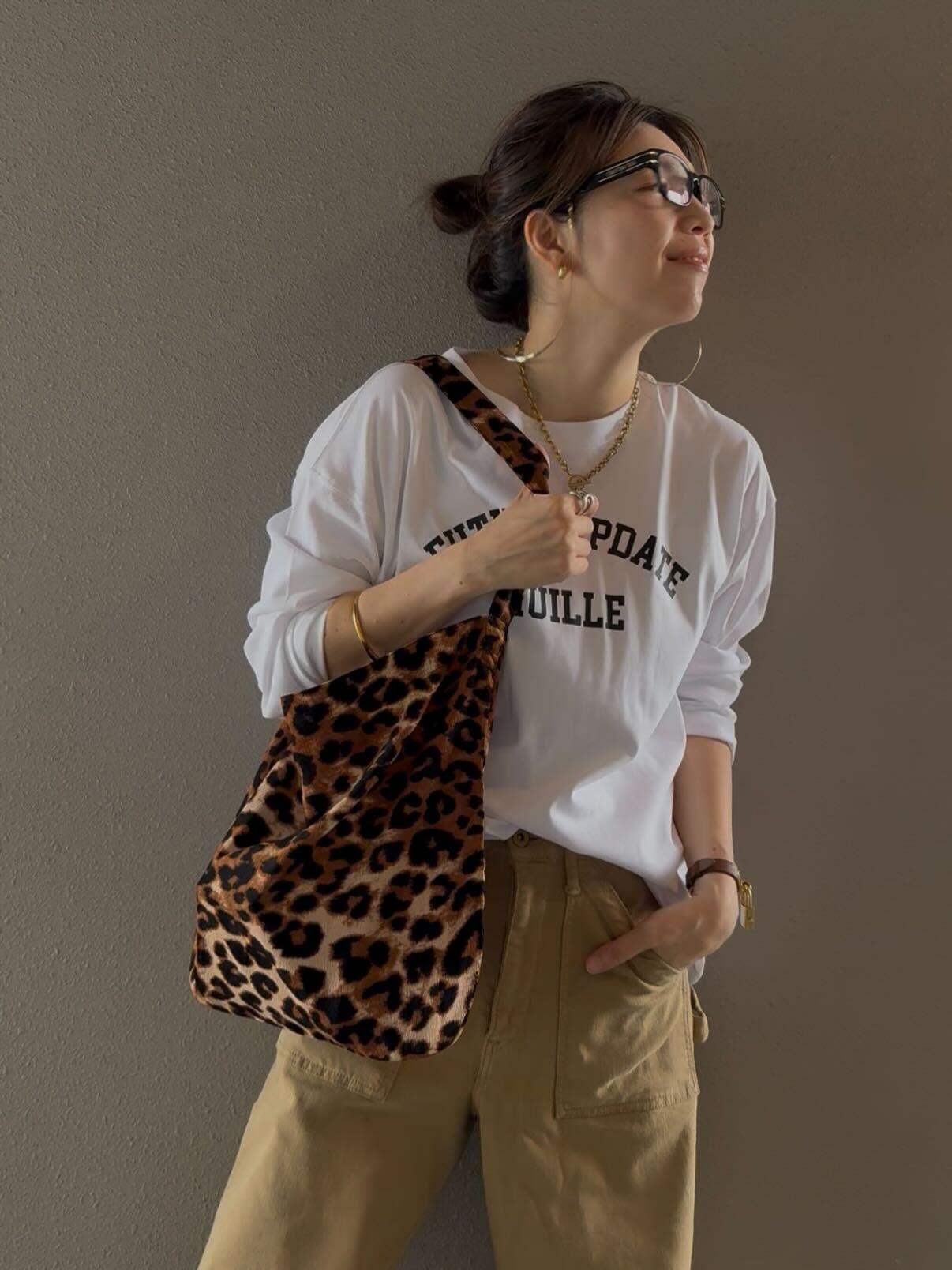ワンハンドルレオパードトートバッグ