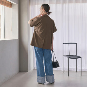 【WEB限定 Wardrobe DAILY MINIMAL】ハーフスリーブ ドルマンジャケット -ウォッシャブル-