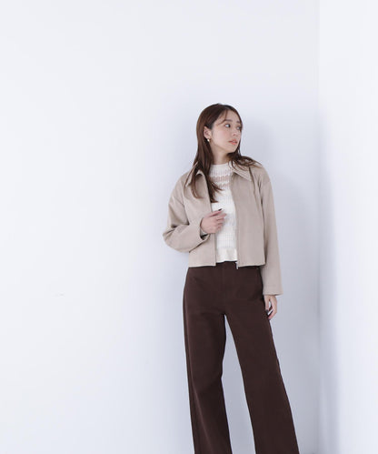 ステンカラーフェイクスエードブルゾン