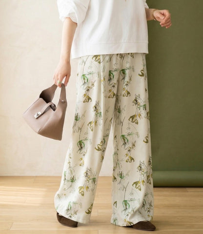 ボタニカル柄イージーパンツ