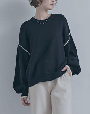 バイカラーラインニット