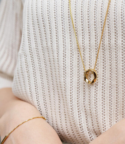 透かし柄編み5分袖ニット