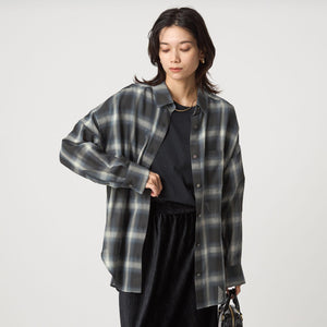 ［size SHORTあり］シアー チェック シャツ