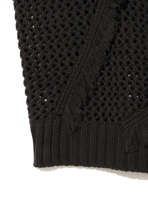 MIDIUMISOLID for Ladies フリンジメッシュプルオーバー