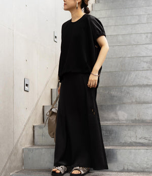 異素材切り替えドロストラグランカットソー