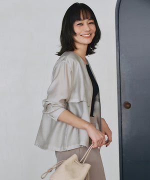 リヨセルナイロンワッシャー ノーカラーブルゾン