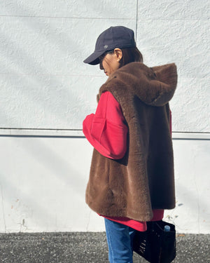 フェイクファーフードベスト