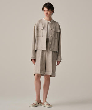 ヘリンボーン リネン ショートパンツ（uncrave WHITE）