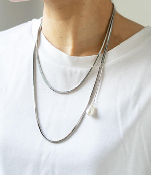 スネークチェーン淡水パールトップネックレス