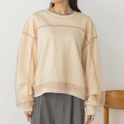 チュールレイヤードカットソー