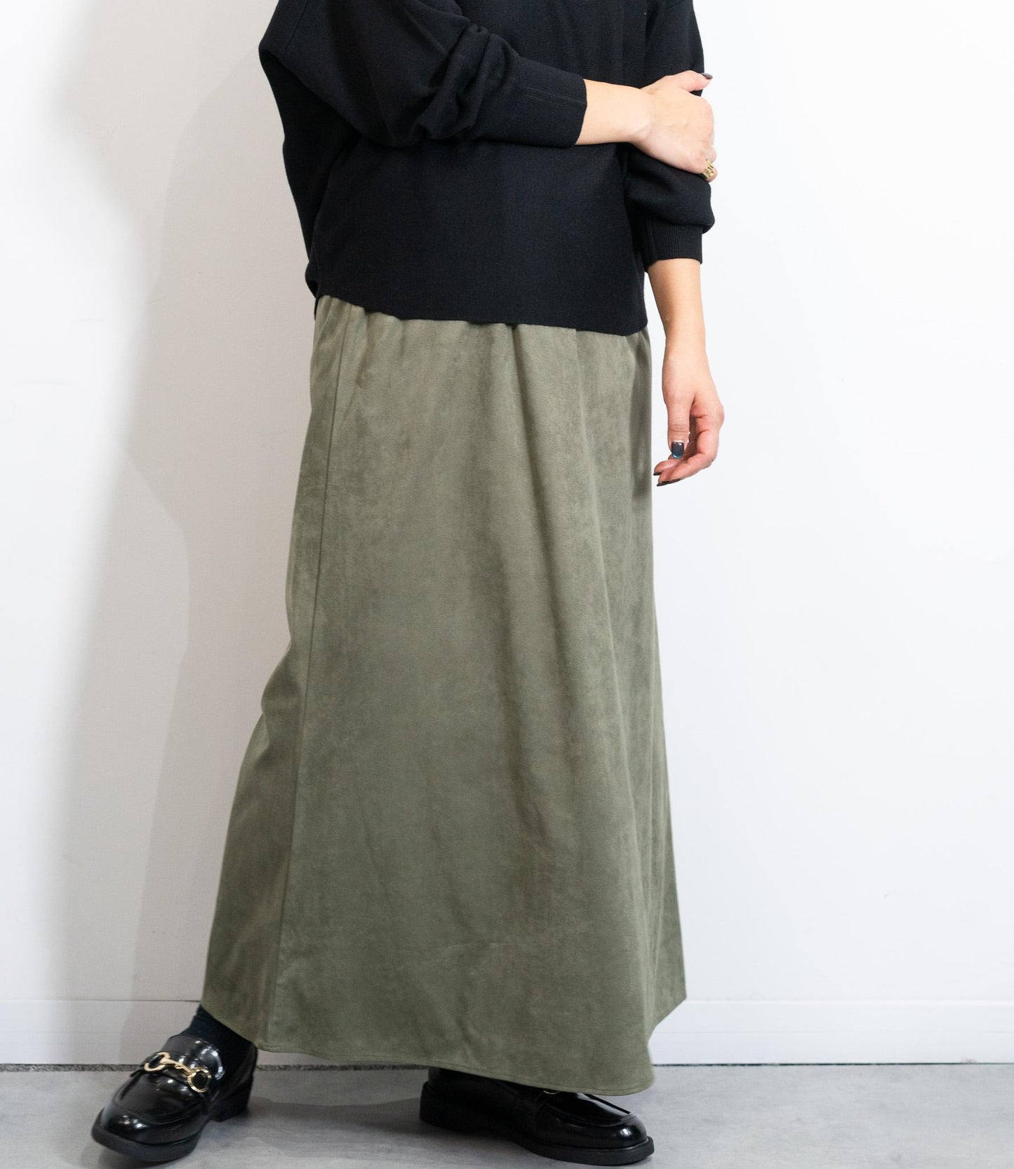 ストレッチスウェードAラインスカート