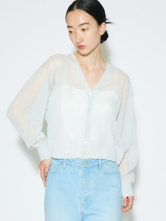 MIDIUMISOLID for Ladies シアーVネックショートカーディガン