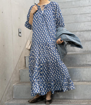 プリントティアードスキッパーワンピース