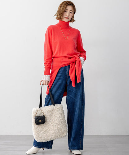 ナチュラルコットンベア レースレイヤード カットソー