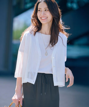 SHEER LIGHT KNIT Vネック カーディガン