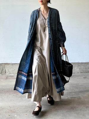 ブロックプリントワンピースコート