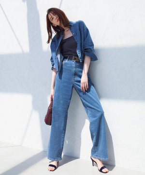 撥水ストレッチ ルーズワイドデニム