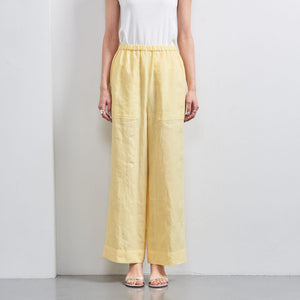 リネン パッチポケット イージーパンツ WHITE/YELLOW