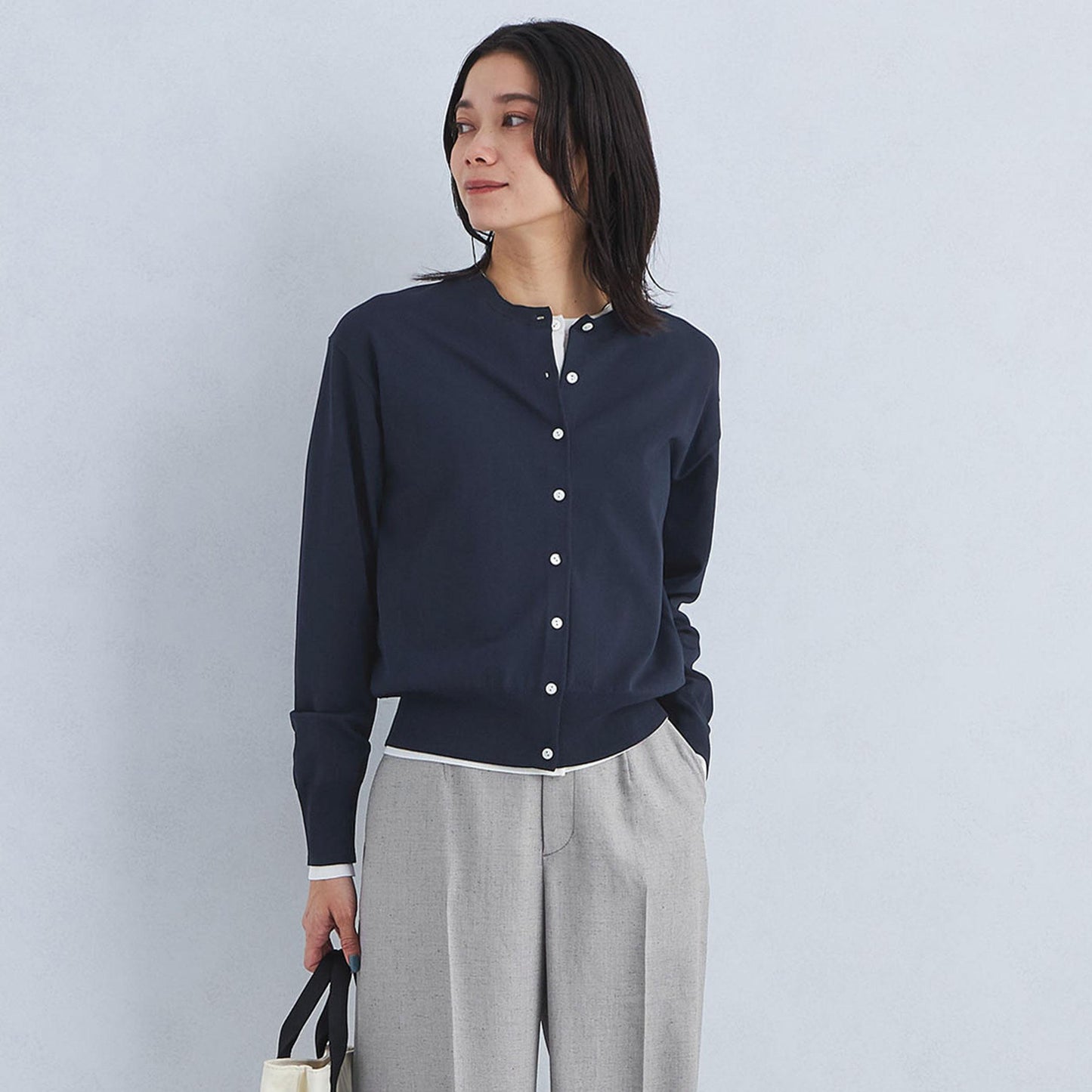 ドラキー クルーネック ニット カーディガン