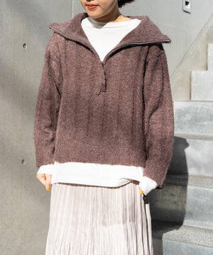 ハーフジップニット