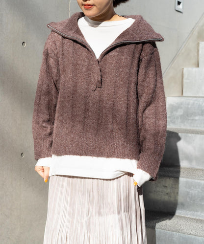 ハーフジップニット