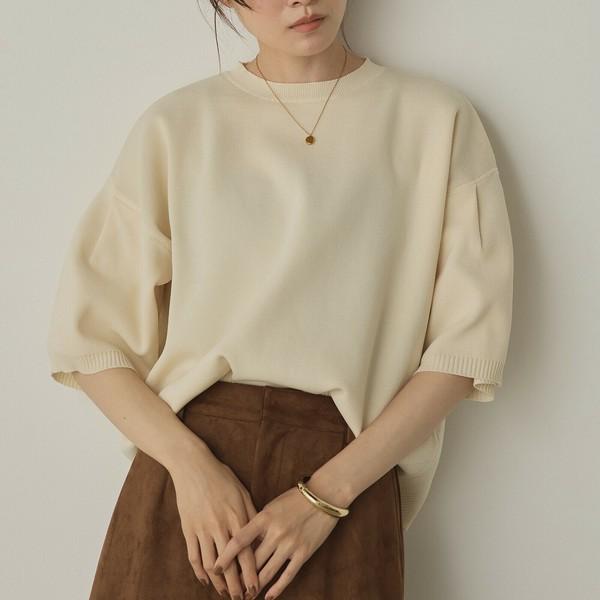 ぽわん5分袖ニットプルオーバー