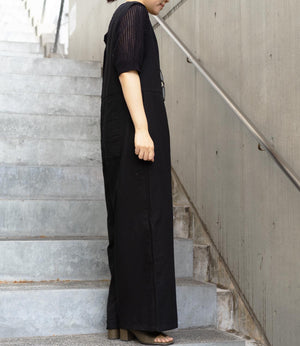 リネンミックスVネックオールインワン