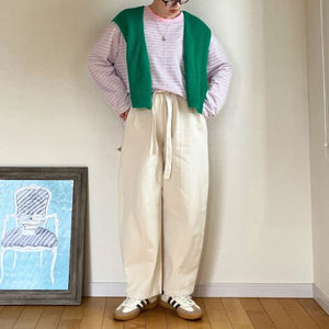 ベルト付きコットンカーブパンツ