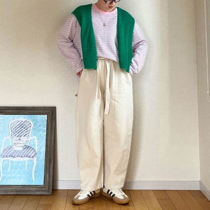 ベルト付きコットンカーブパンツ