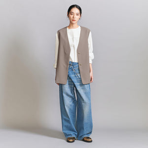 【WEB限定 Wardrobe DAILY MINIMAL】ダブルクロス リボンベルトジレ -ウォッシャブル-