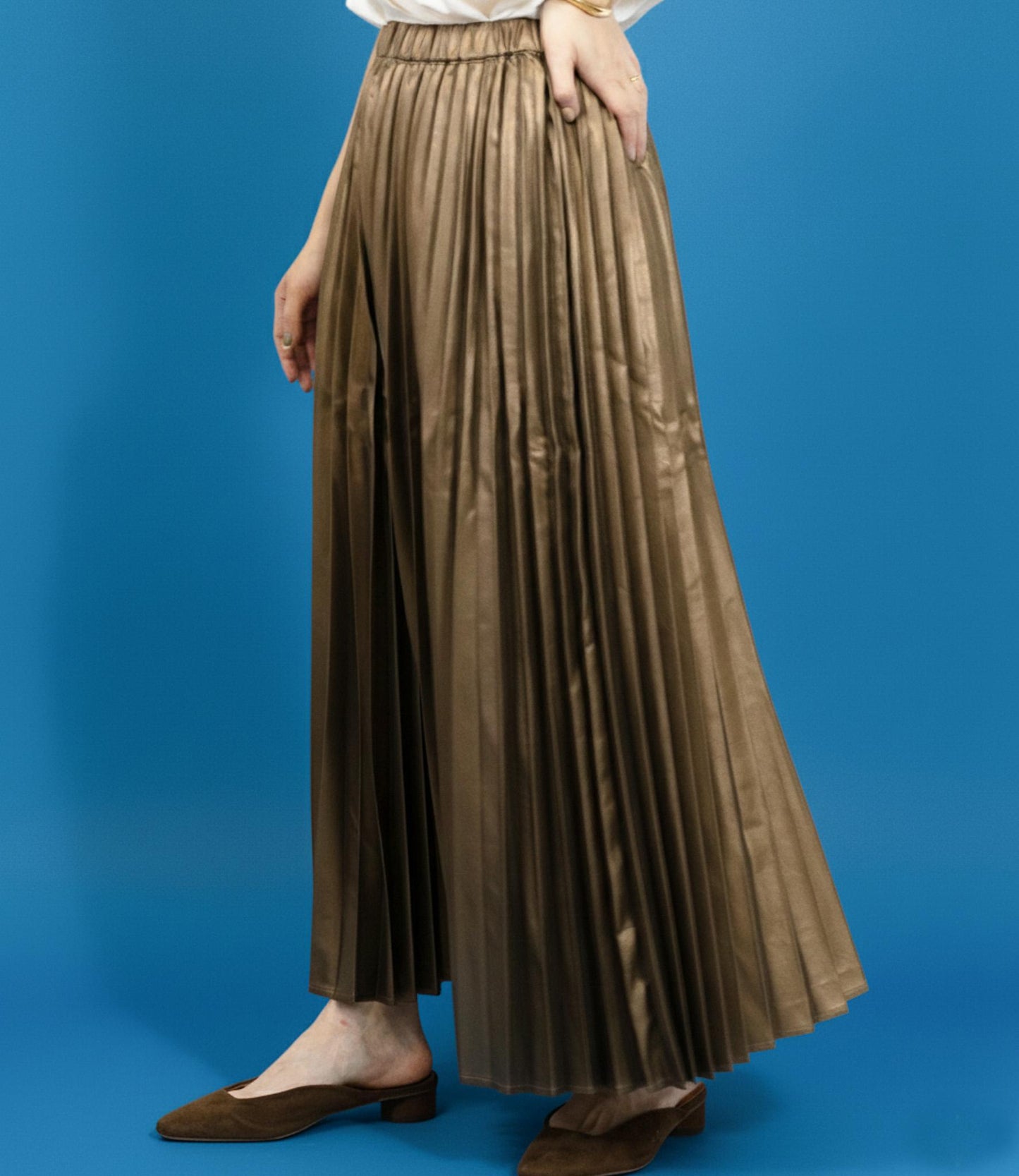 フェイクレザープリーツスカート