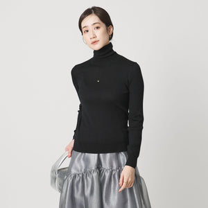 リブ タートルネック ニット