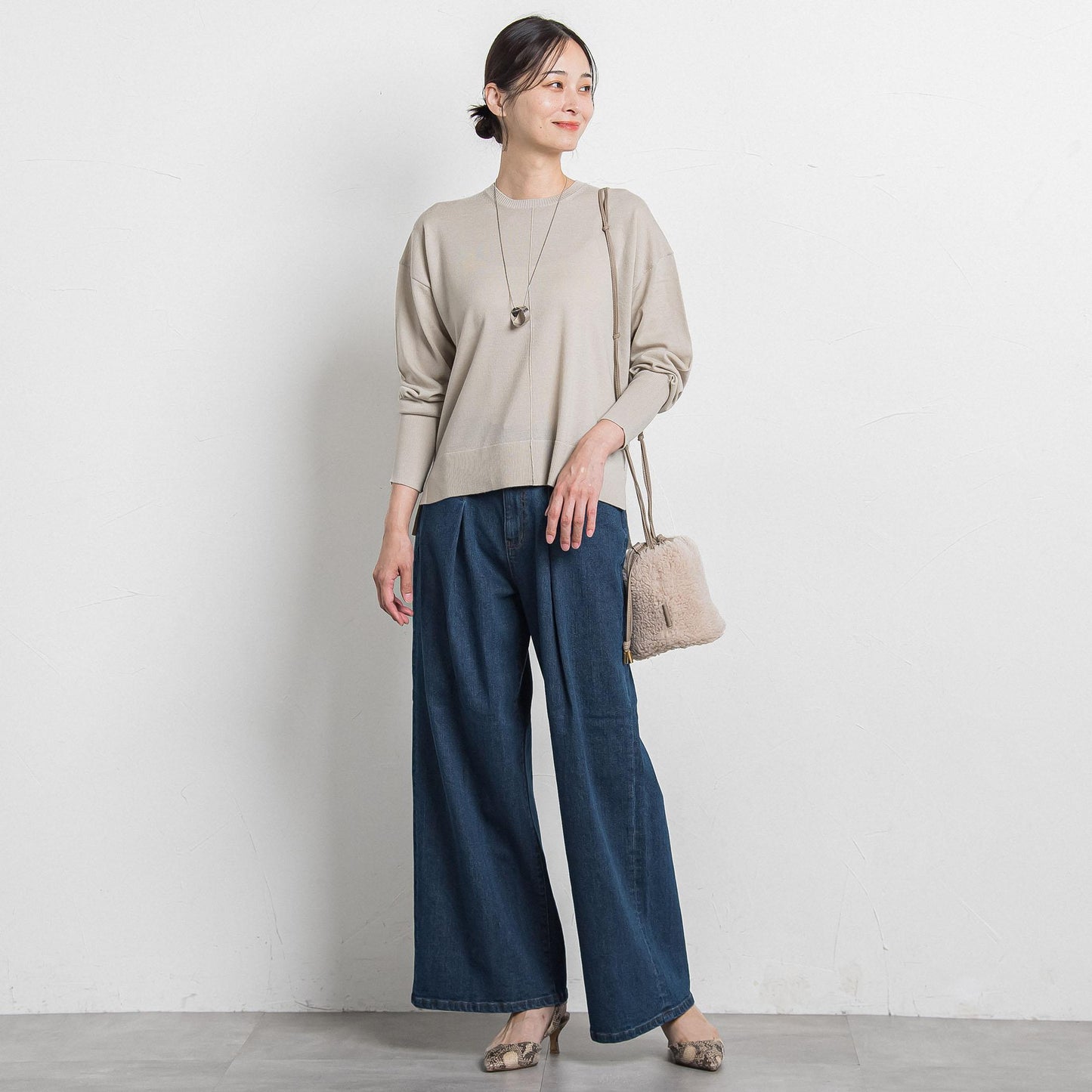 【WEB限定】ベーシックウールクルーネックニット≪洗える≫