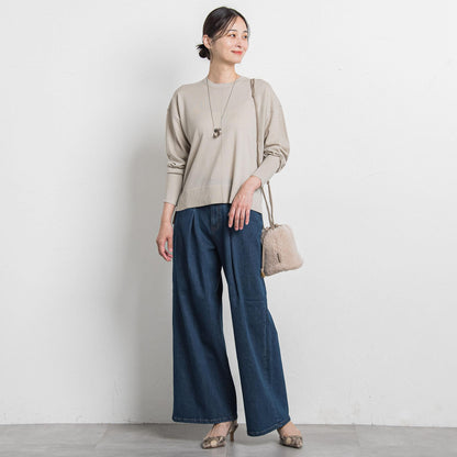 【WEB限定】ベーシックウールクルーネックニット≪洗える≫