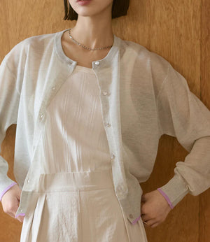 バイカラーシアーニットカーディガン