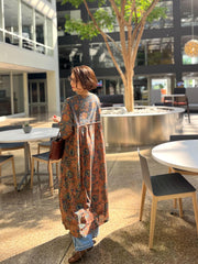 秋色ブロックプリントワンピース – &DROBE (アンドローブ)