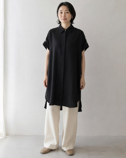 リネンライクミモレシャツ