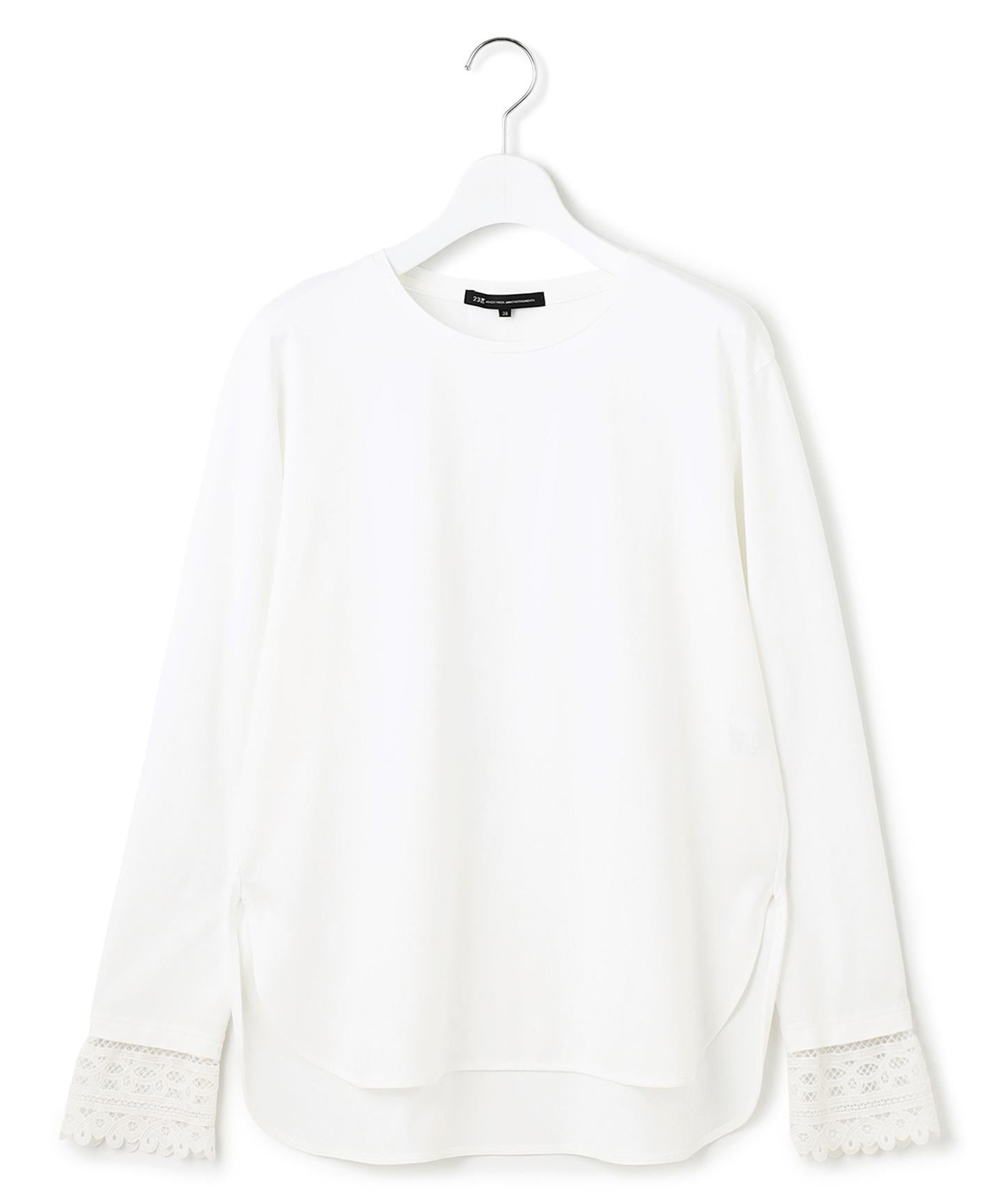 ナチュラルコットンベア レースレイヤード カットソー