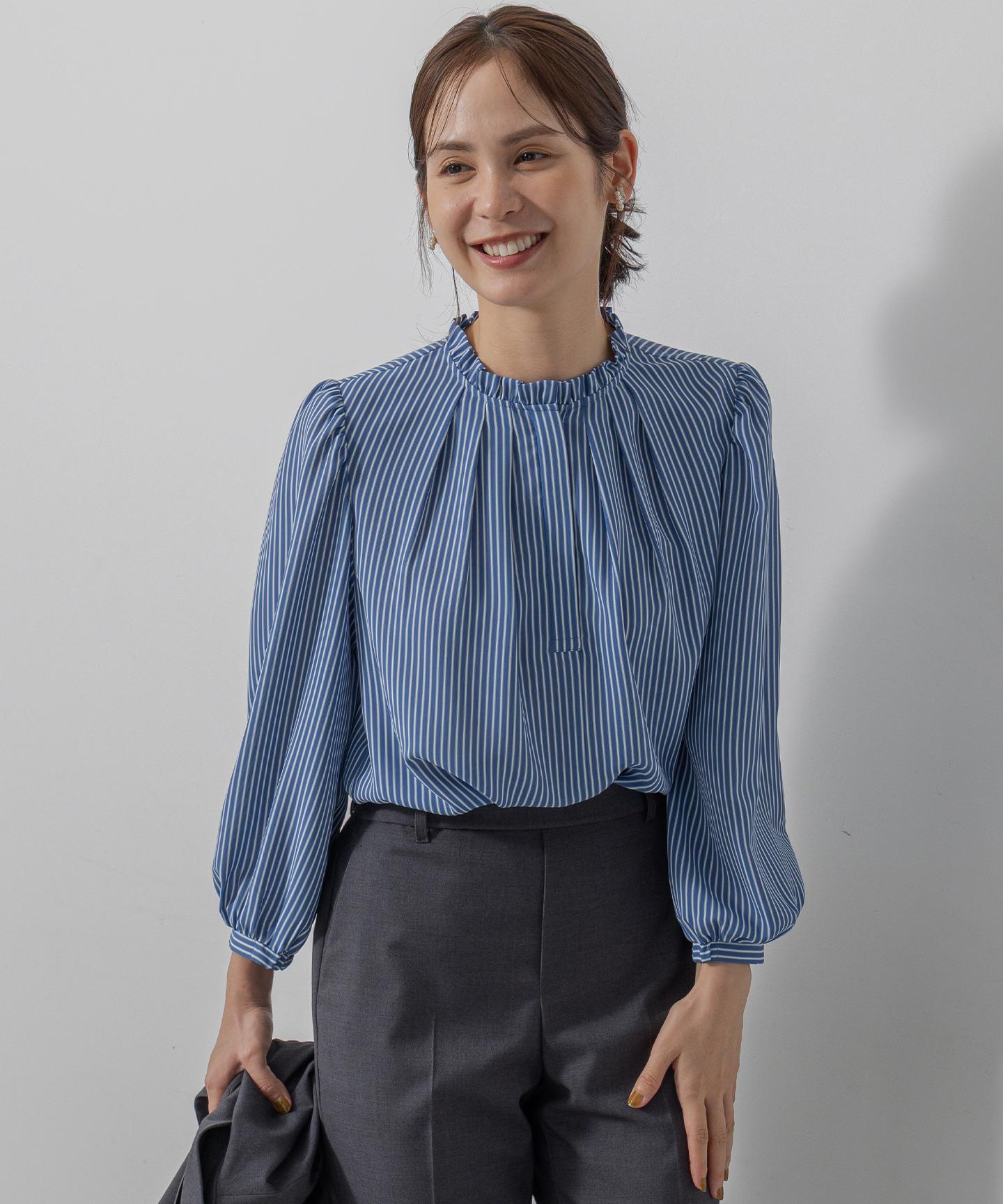 ライトデシンフリル襟 ブラウス