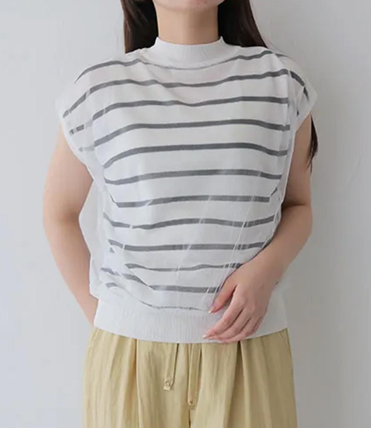 チュールレイヤードボーダーニット