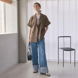 【WEB限定 Wardrobe DAILY MINIMAL】ハーフスリーブ ドルマンジャケット -ウォッシャブル-
