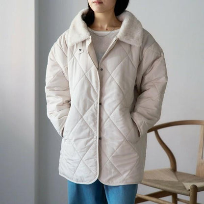 ファーカラーキルティング中綿アウター