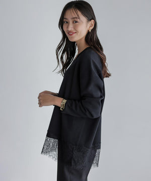 レースモチーフニットプルオーバー