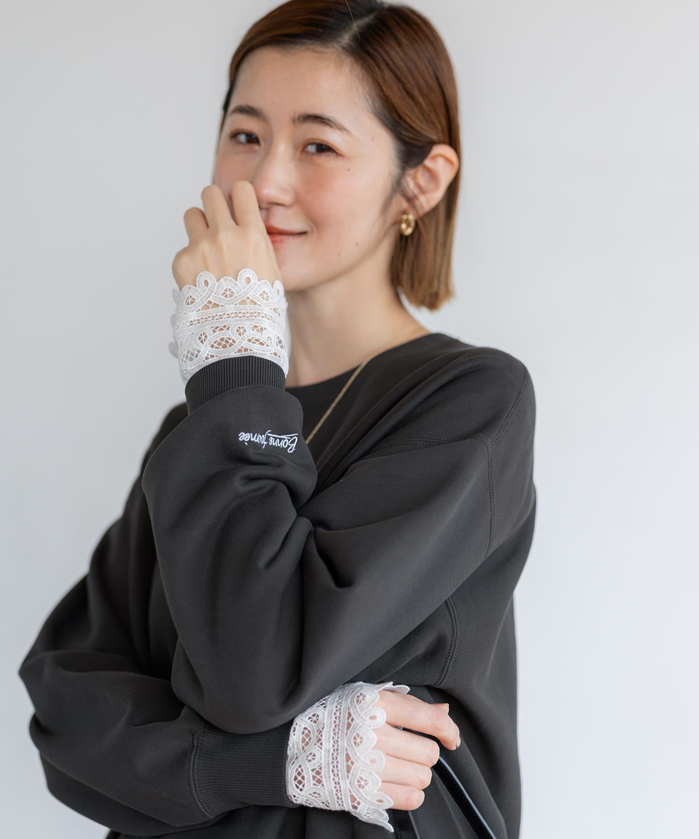 ナチュラルコットンベア レースレイヤード カットソー