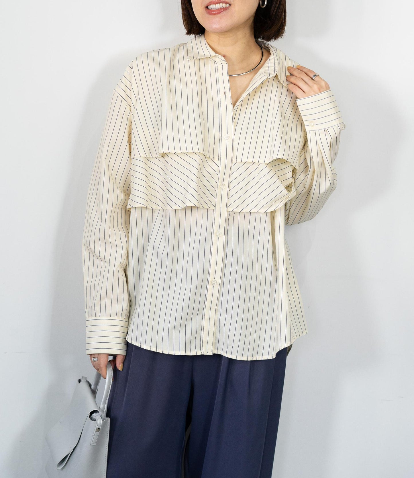 レイヤードライクダブルフリルシャツ